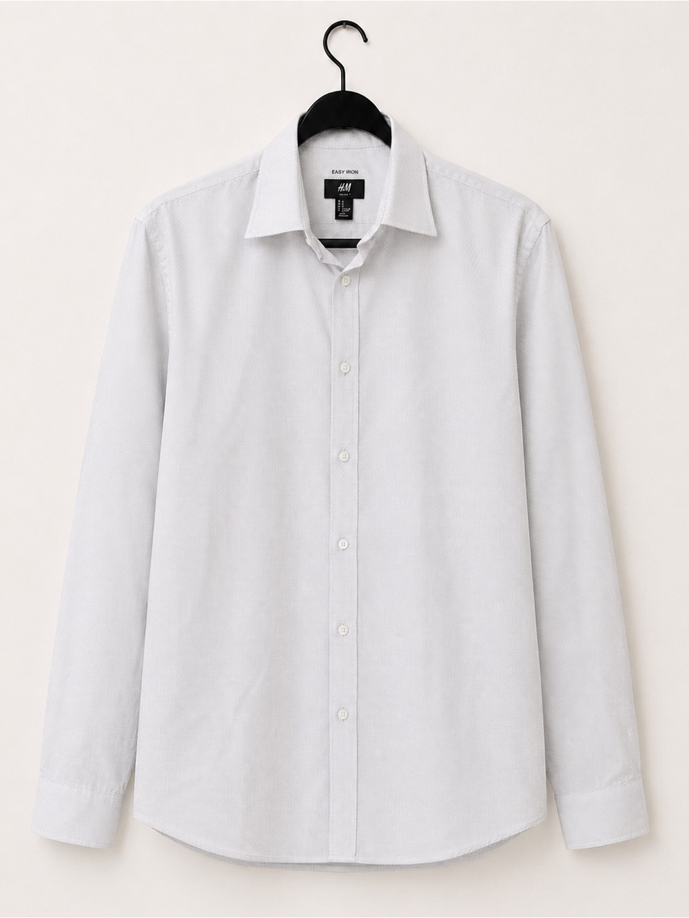 H&M Men's White Long-Sleeve Dress Shirt